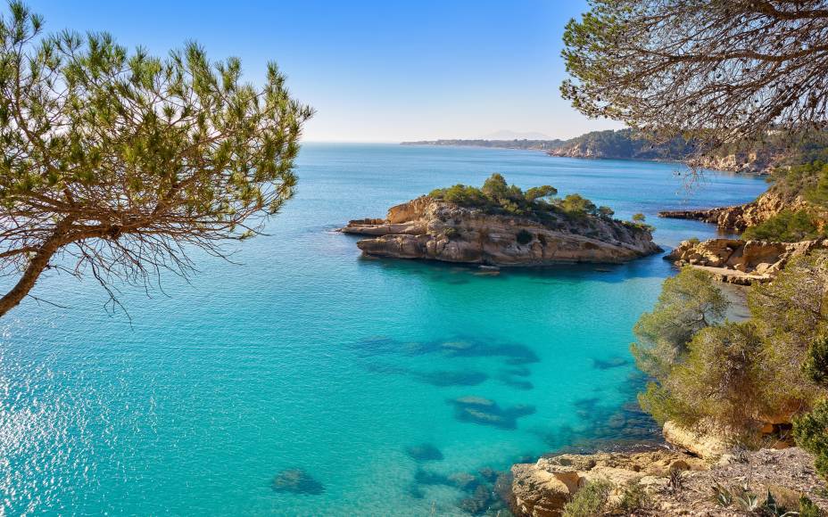 Sunny Mediterranean coastline with turquoise sea